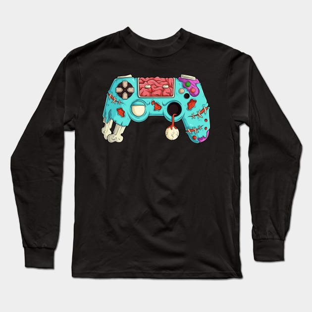 Video Games Gaming Gamer Halloween Zombie Controller Long Sleeve T-Shirt by ARTISTORIA